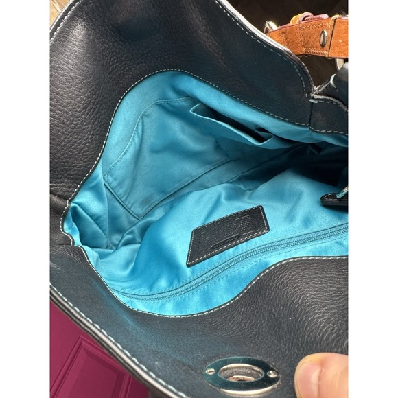 Vtg Y2K Coach Chelsea Pebble Leather Turnlock Top Bag Purse D05S-8A38 BLUE Navy - Picture 5 of 13